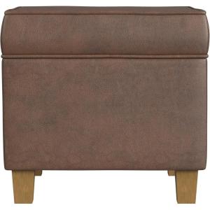 HomePop Home Decor | K7342-F2262| Classic Square Storage Ottoman with Lift Off Lid | Ottoman with Storage for Living Room & Bedroom, Black Plaid Large(Brown Faux Leather)
