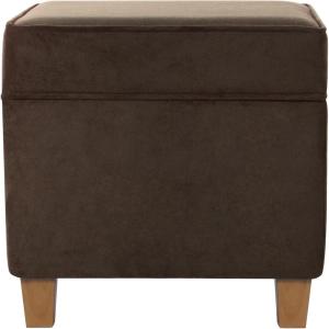 HomePop Home Decor | K7342-F2262| Classic Square Storage Ottoman with Lift Off Lid | Ottoman with Storage for Living Room & Bedroom, Black Plaid Large(Chocolate Brown Velvet)