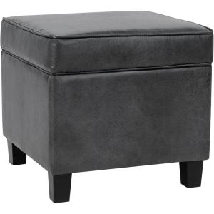 HomePop Home Decor | K7342-F2262| Classic Square Storage Ottoman with Lift Off Lid | Ottoman with Storage for Living Room & Bedroom, Black Plaid Large(Grey)