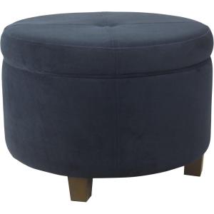 HomePop Large Velvet Storage Ottoman – Navy(Navy)