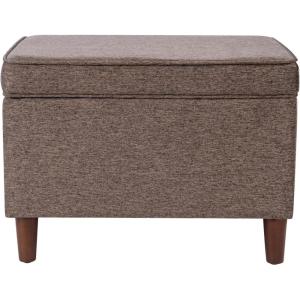 Homepop Home Decor |K7646-A862 | Upholstered Modern Rectangular Storage Ottoman | Hinged Lid Ottoman with Storage for Living Room & Bedroom, Antiqued Ebony Cream(Brown)