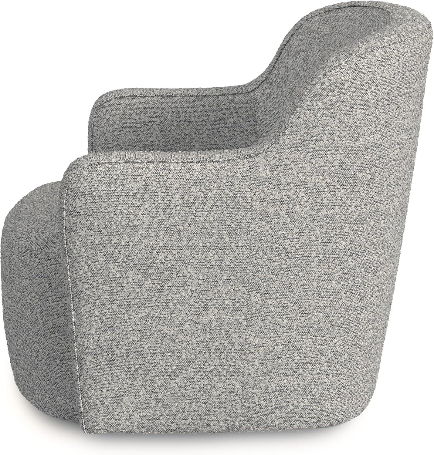 imageHomepop Home Dcor Upholstered 360 Barrel Back Swivel Chair Accent Chairs for Living Room amp Bedroom Decorative Home Furniture White Boucle with Gray YarnWhite Boucle With Gray Yarn