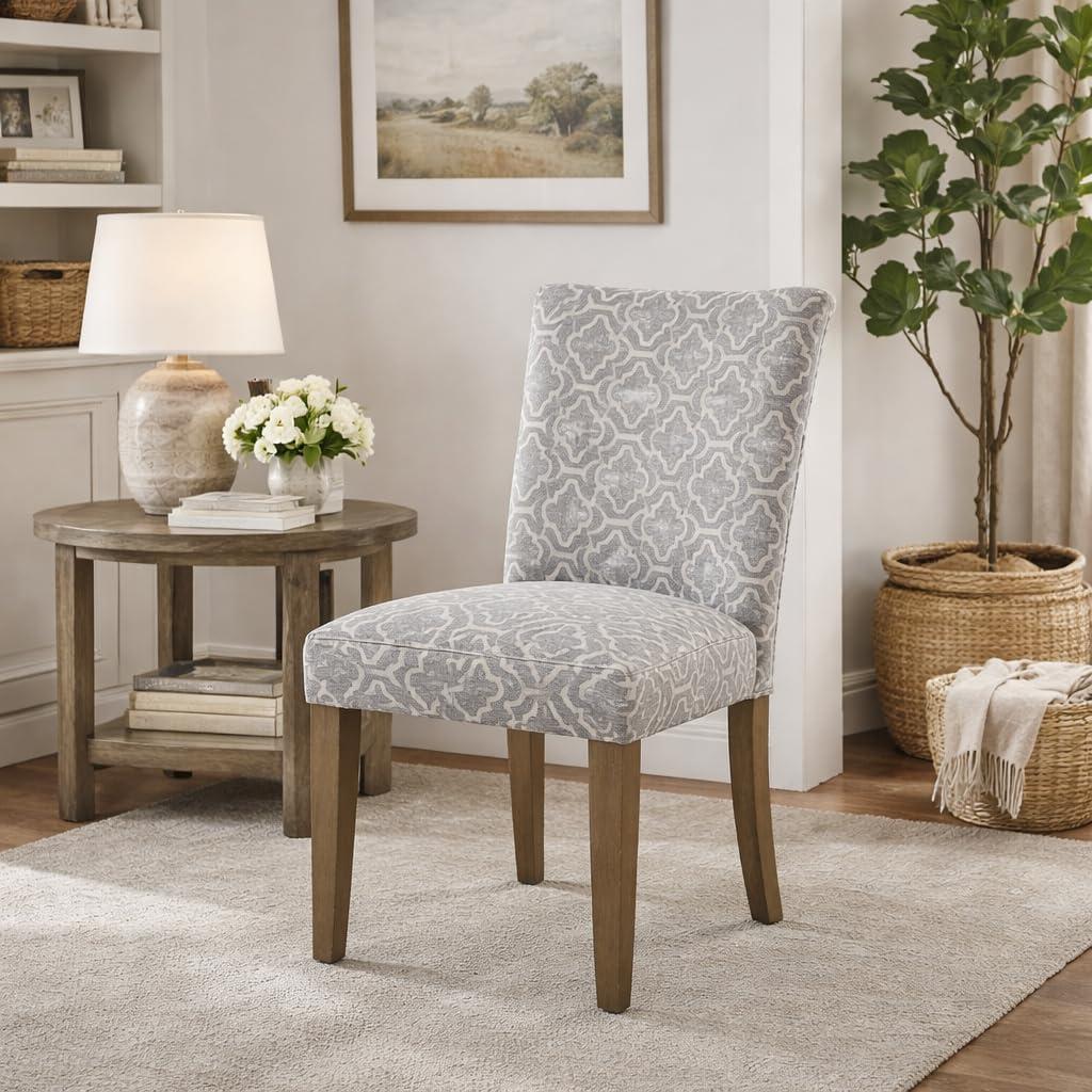 imageHomePop Classic Parsons Dining Chair Blue Geometric Set of 2Ash Grey Geometric