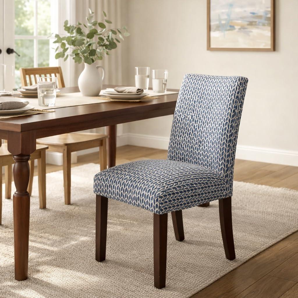 imageHomePop Classic Parsons Dining Chair Blue Geometric Set of 2Light Blue