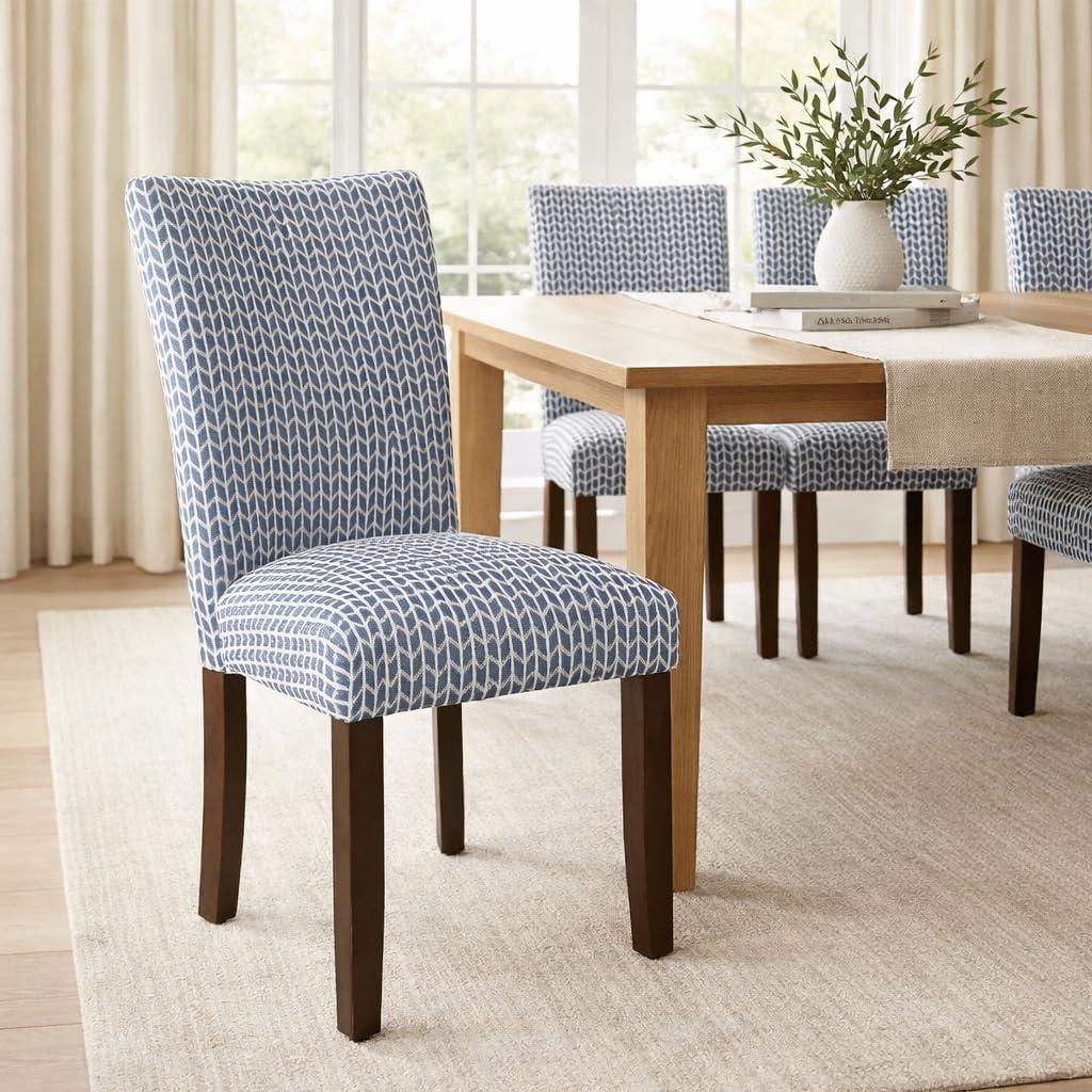 imageHomePop Classic Parsons Dining Chair Blue Geometric Set of 2Light Blue