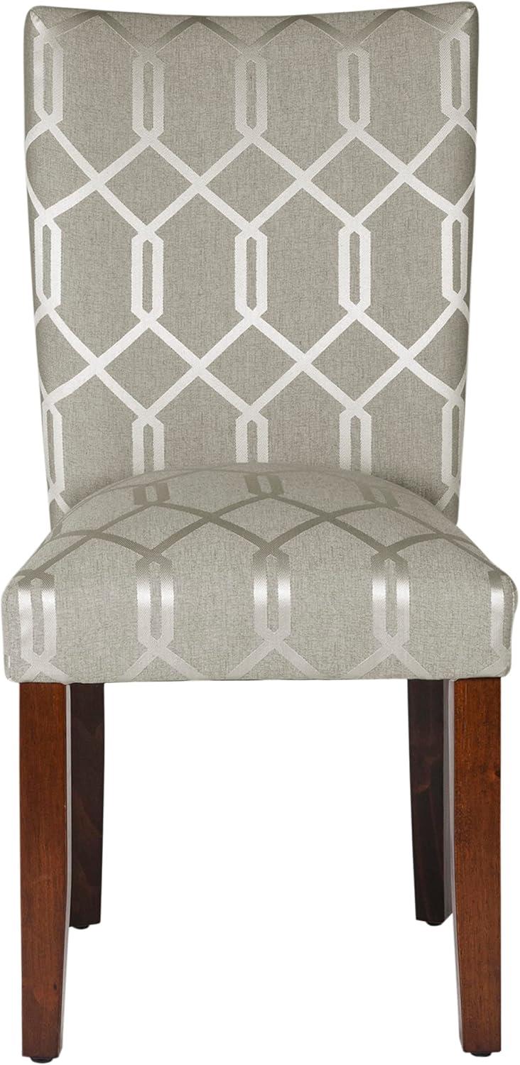 imageHomePop Classic Parsons Dining Chair Blue Geometric Set of 2Pewter Gray Cream Lattice Set of 2