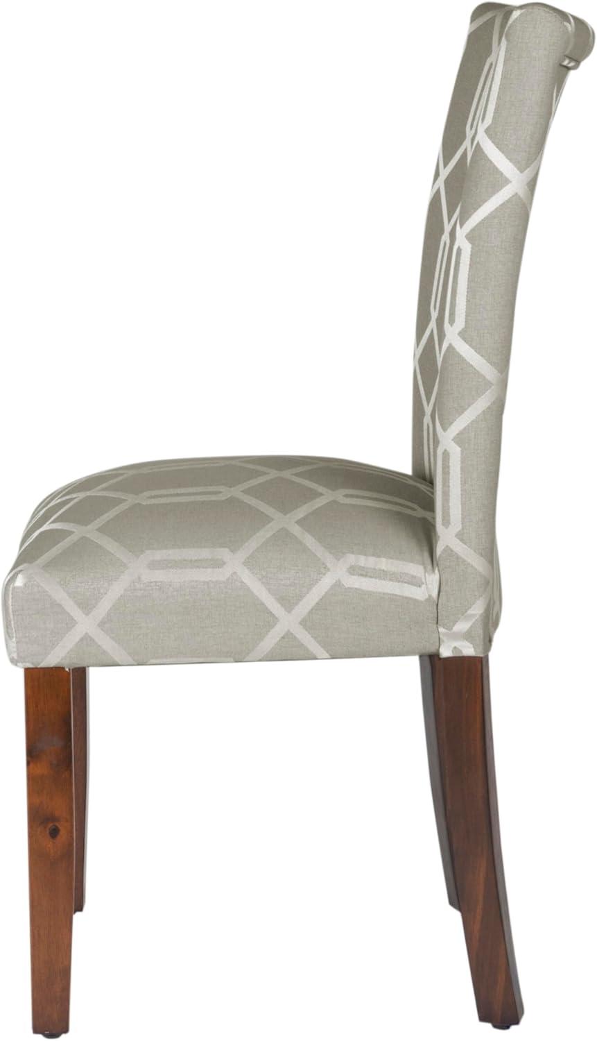 imageHomePop Classic Parsons Dining Chair Blue Geometric Set of 2Pewter Gray Cream Lattice Set of 2