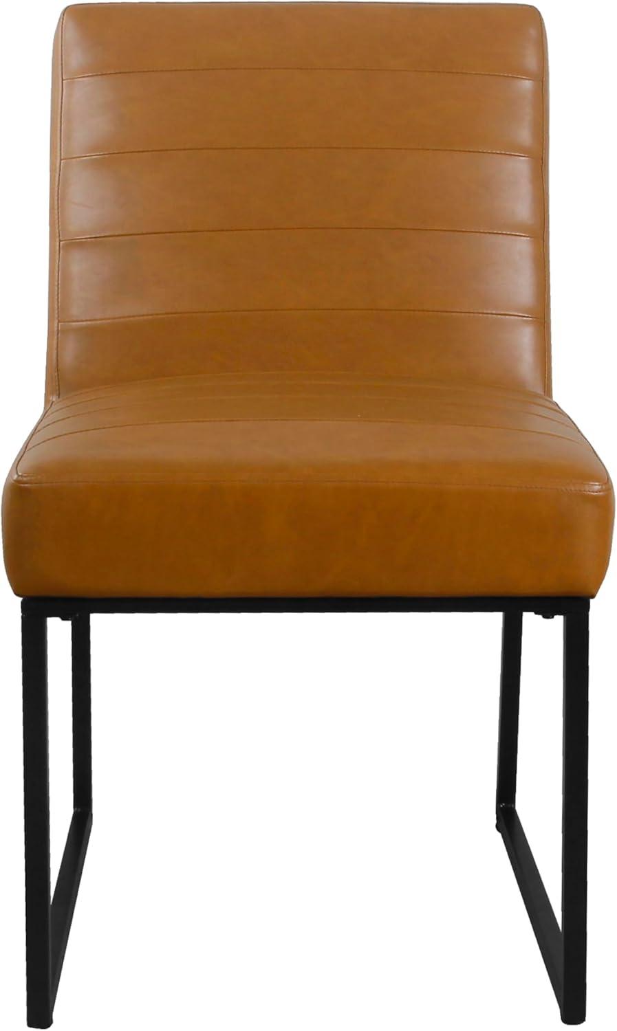imageHomePop Parsons Classic Upholstered Accent Dining Chair Single Pack Light GreyBrown Faux Leather
