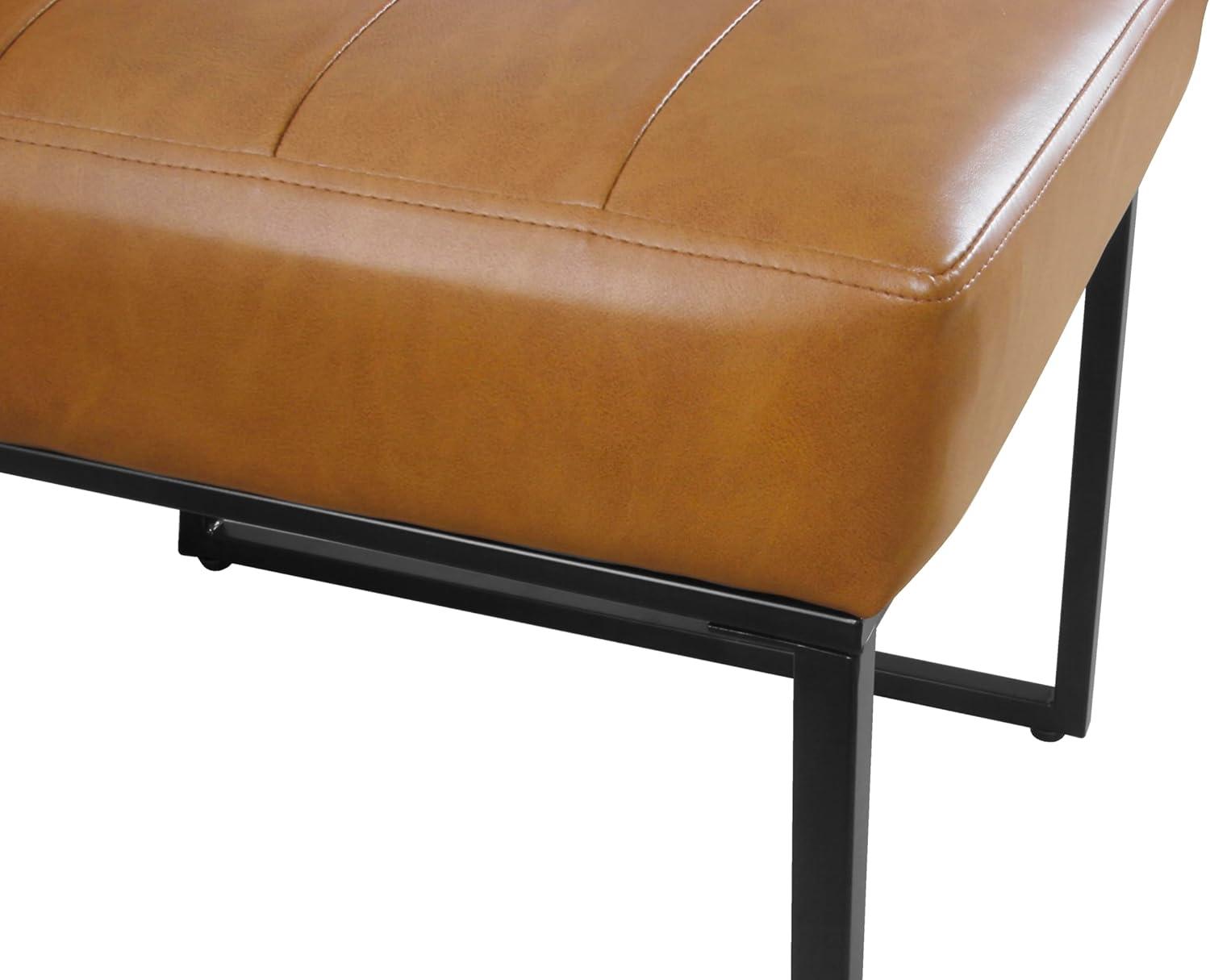 imageHomePop Parsons Classic Upholstered Accent Dining Chair Single Pack Light GreyBrown Faux Leather