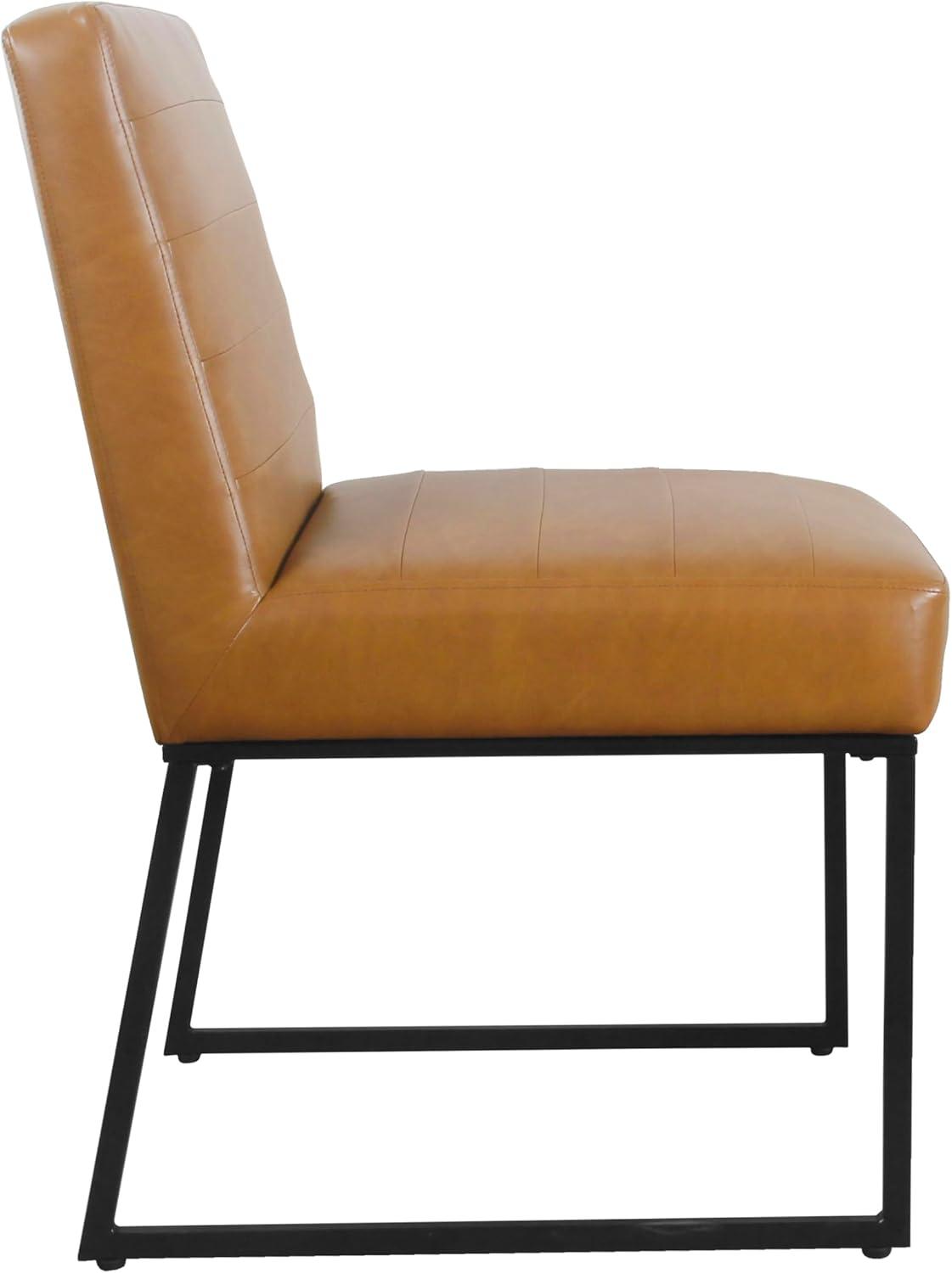 imageHomePop Parsons Classic Upholstered Accent Dining Chair Single Pack Light GreyBrown Faux Leather