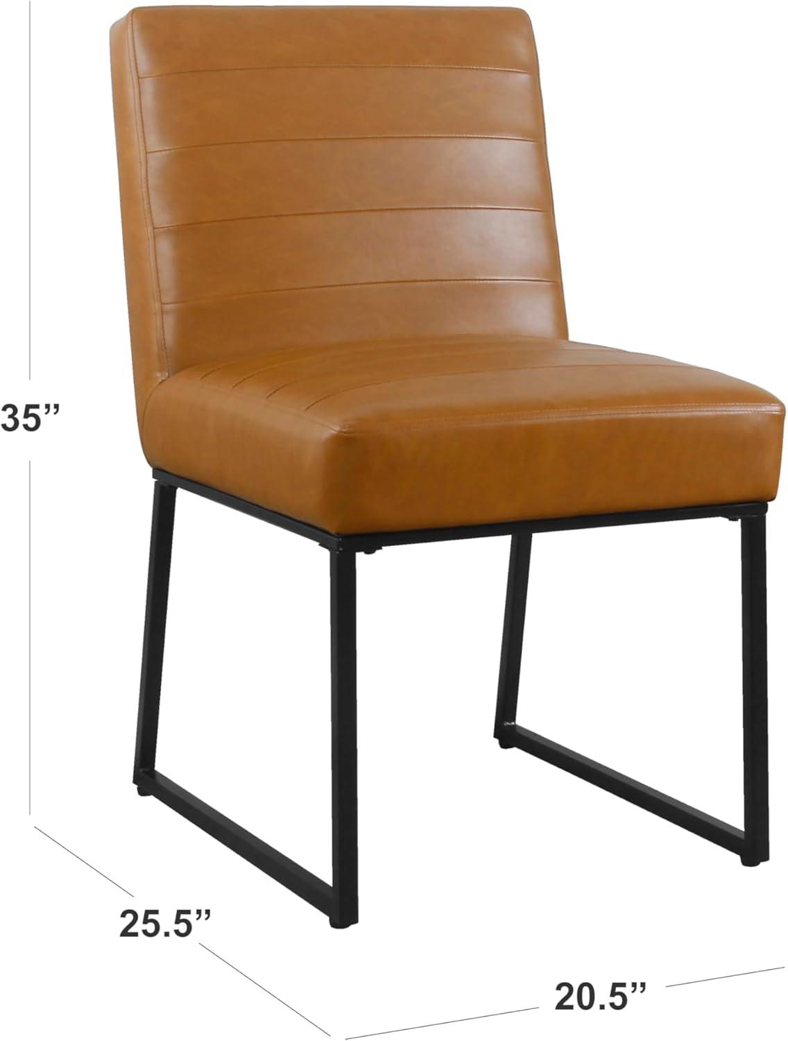 imageHomePop Parsons Classic Upholstered Accent Dining Chair Single Pack Light GreyBrown Faux Leather