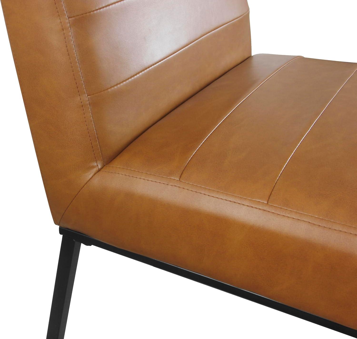imageHomePop Parsons Classic Upholstered Accent Dining Chair Single Pack Light GreyBrown Faux Leather