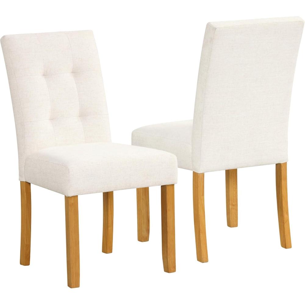 imageHomePop Classic Parsons Dining Chair Blue Geometric Set of 2Ivory Textured Woven