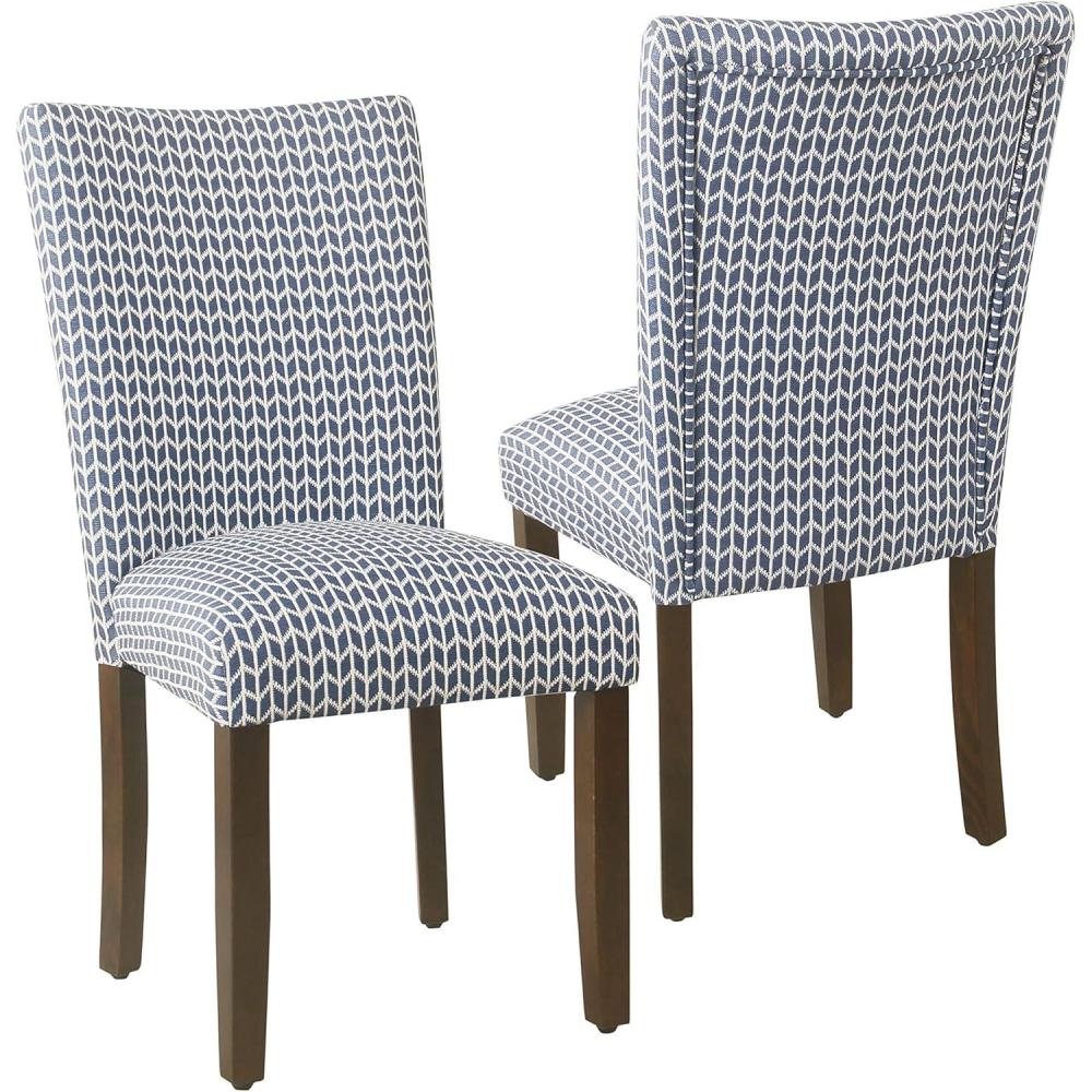 imageHomePop Classic Parsons Dining Chair Blue Geometric Set of 2Light Blue
