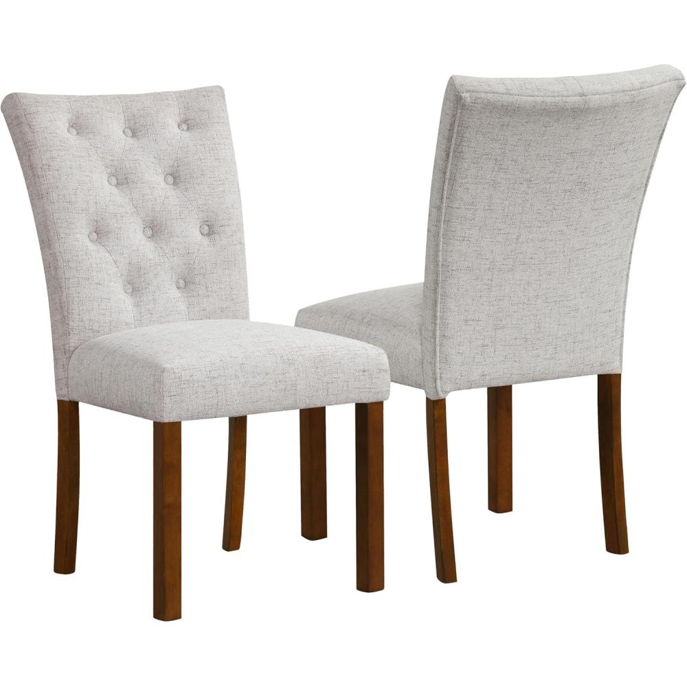 imageHomePop Classic Parsons Dining Chair Blue Geometric Set of 2Neutral Textured Solid Woven