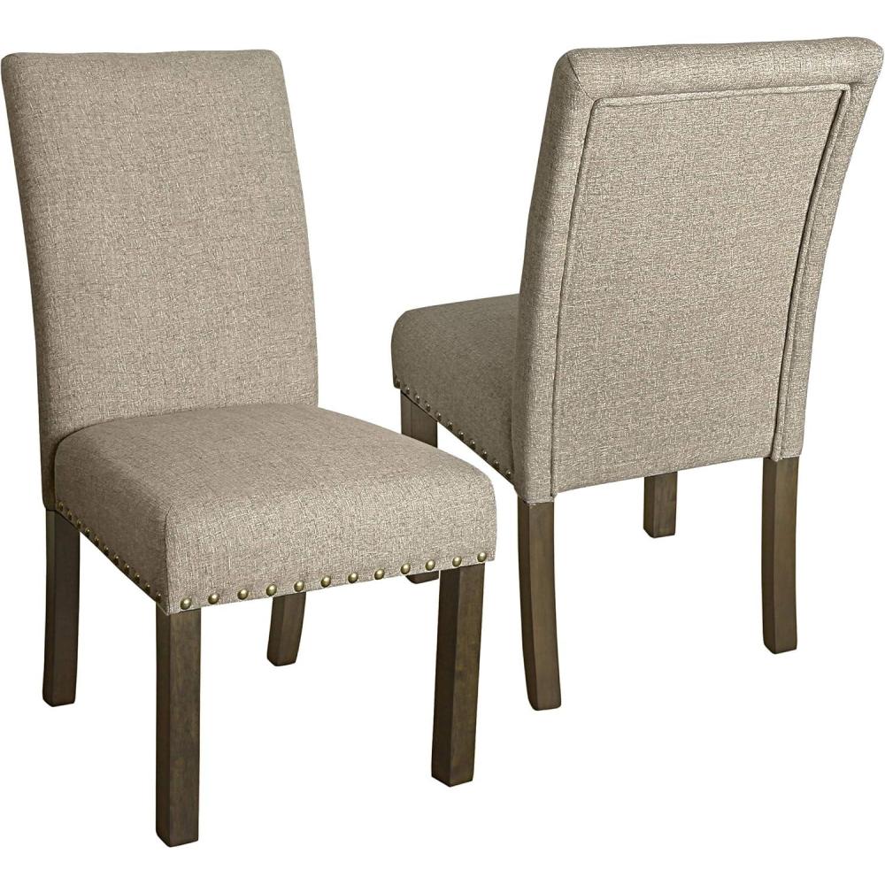 imageHomePop Classic Parsons Dining Chair  Blue Geometric Set of 2Tan Set of 2