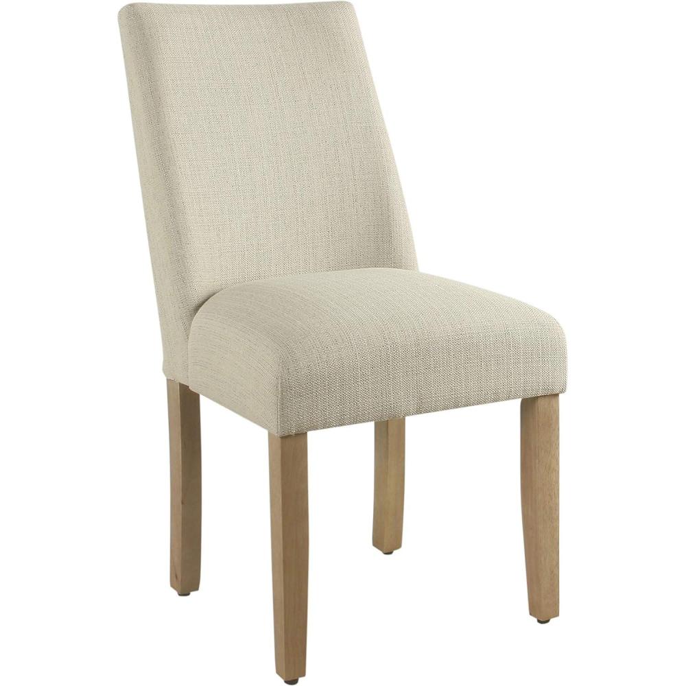 imageHomePop Parsons Classic Upholstered Accent Dining Chair Single Pack Light GreyStain Resistant Textured Linen Cream Single Pack