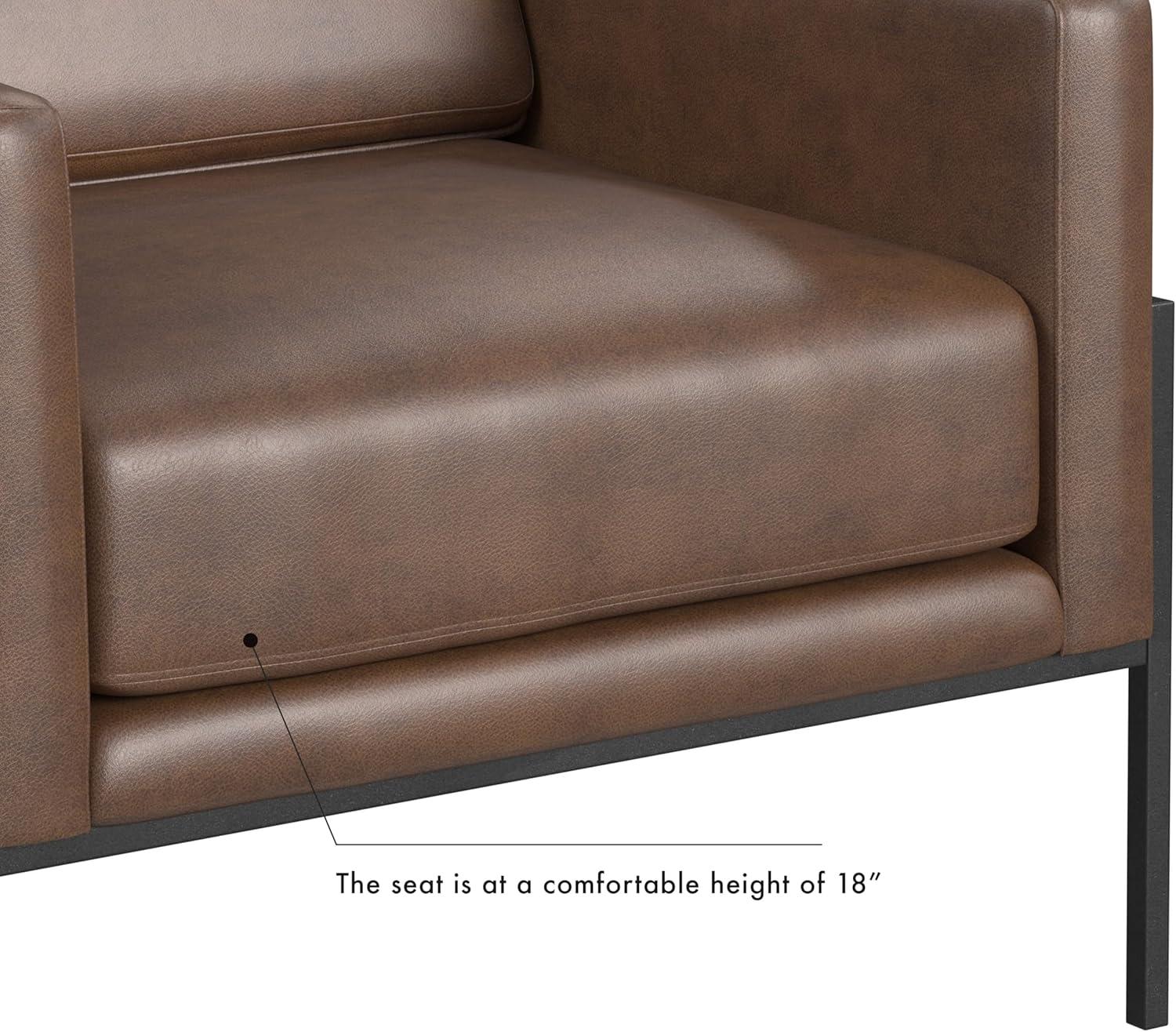 imageHomePop Modern Metal Frame Accent ChairHomepop Home DcorAccent Chairs for Living Room amp Bedroom Pewter Gray Faux LeatherBrown Faux Leather
