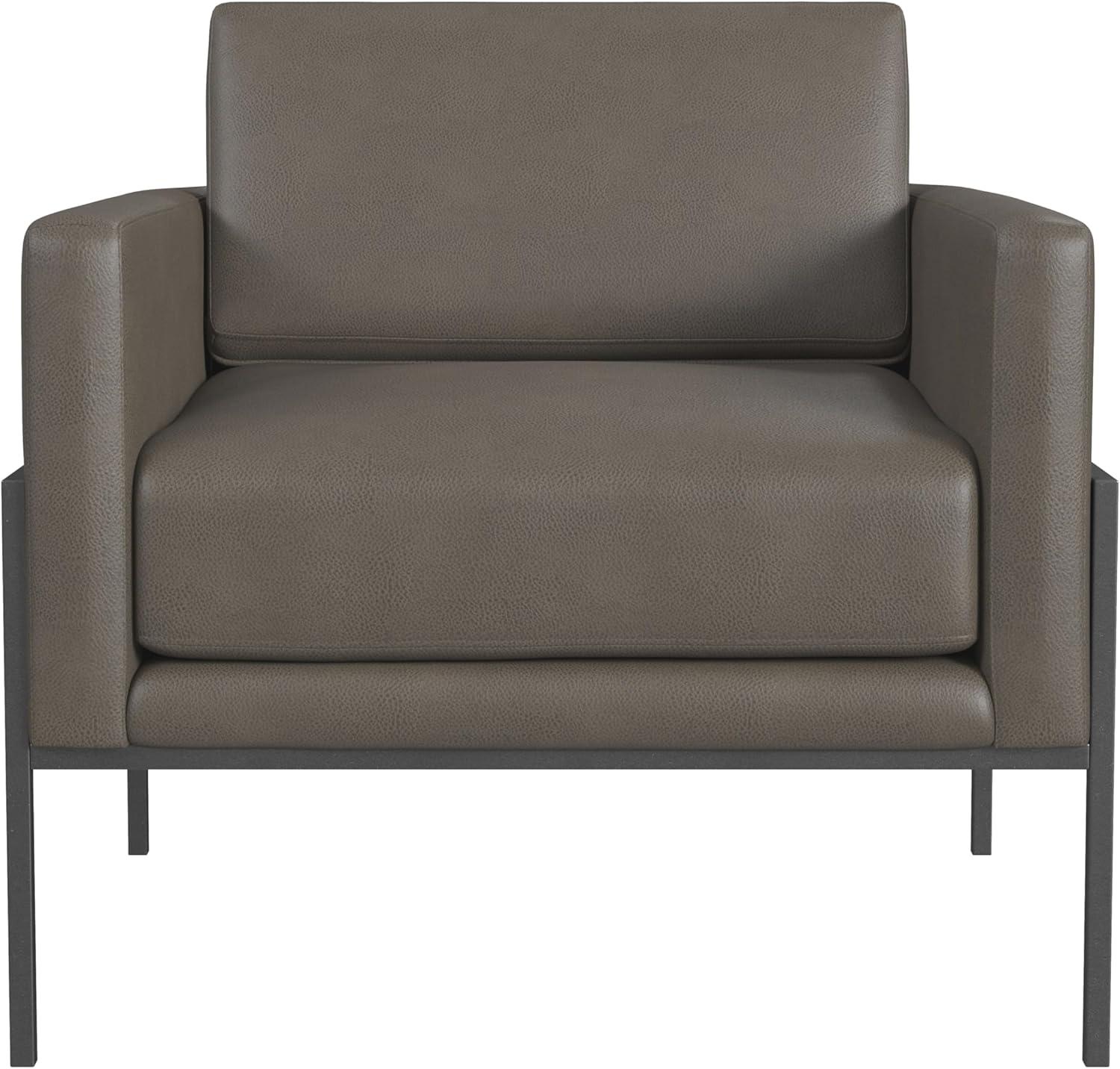 imageHomePop Modern Metal Frame Accent ChairHomepop Home DcorAccent Chairs for Living Room amp Bedroom Pewter Gray Faux LeatherPewter Gray Faux Leather