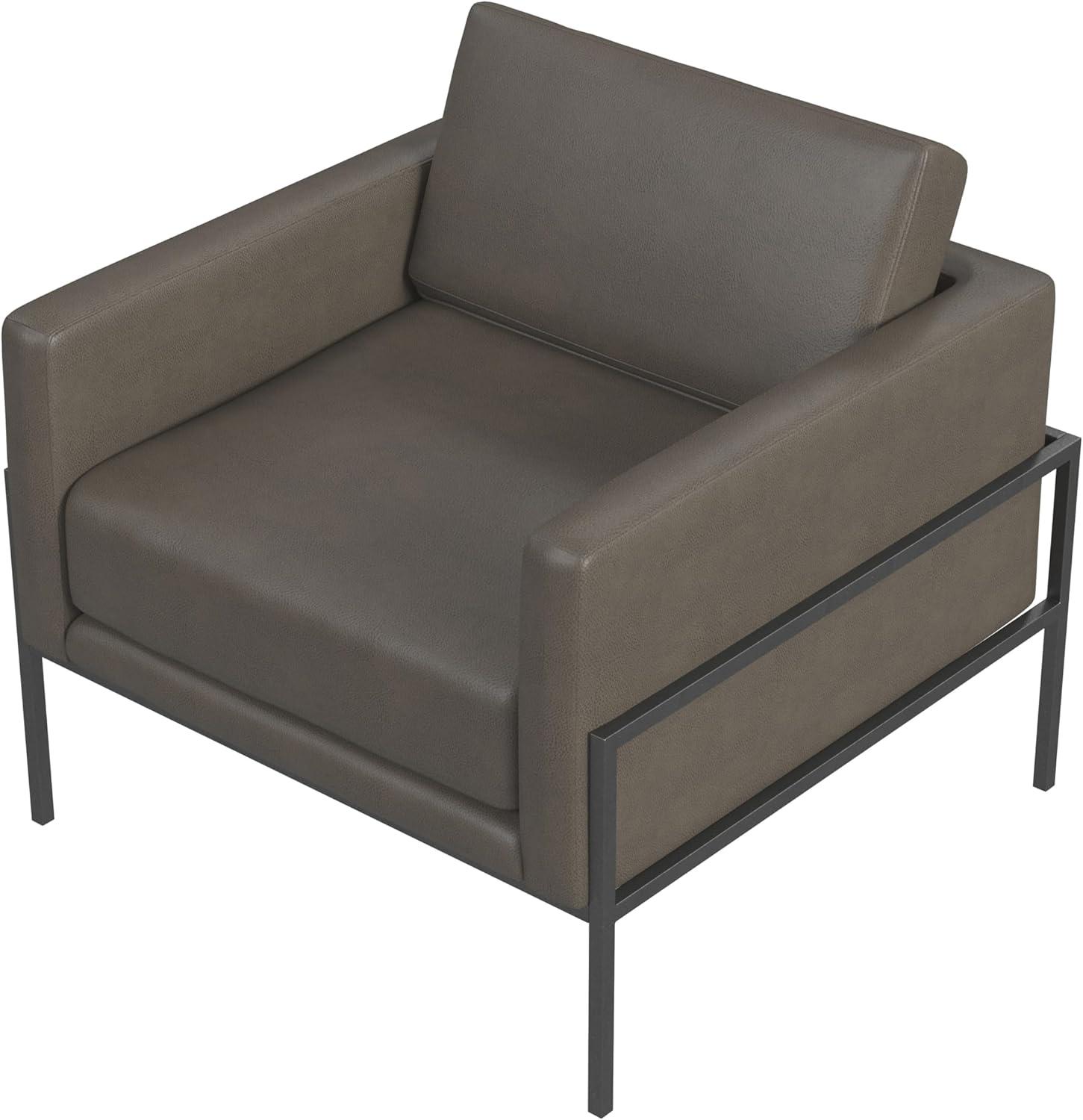 imageHomePop Modern Metal Frame Accent ChairHomepop Home DcorAccent Chairs for Living Room amp Bedroom Pewter Gray Faux LeatherPewter Gray Faux Leather