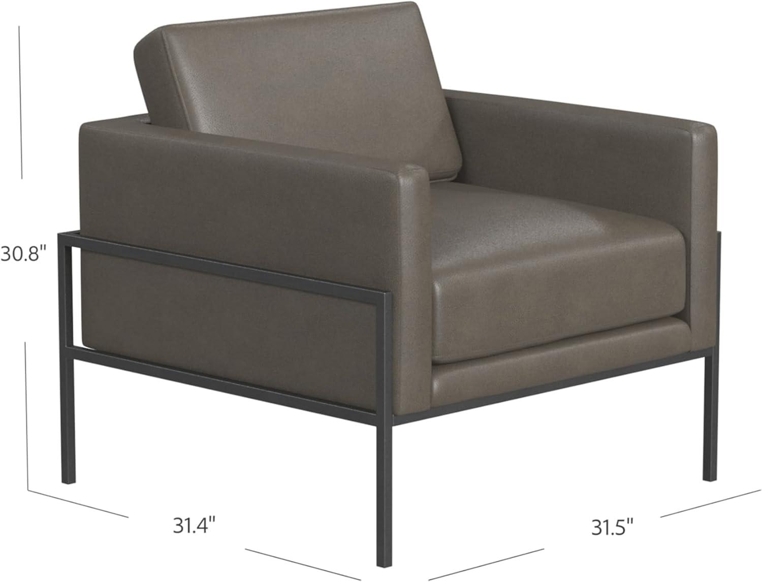 imageHomePop Modern Metal Frame Accent ChairHomepop Home DcorAccent Chairs for Living Room amp Bedroom Pewter Gray Faux LeatherPewter Gray Faux Leather