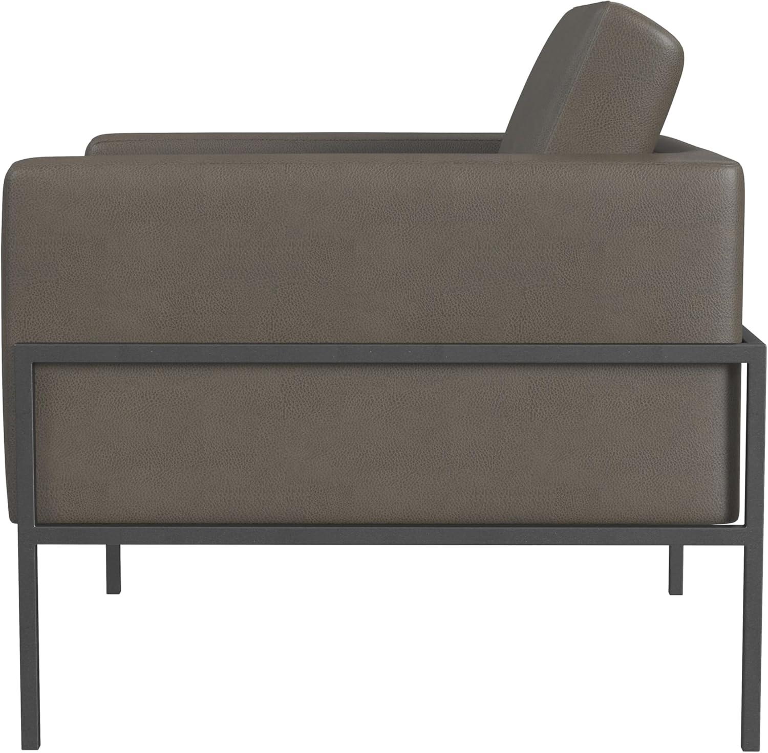 imageHomePop Modern Metal Frame Accent ChairHomepop Home DcorAccent Chairs for Living Room amp Bedroom Pewter Gray Faux LeatherPewter Gray Faux Leather