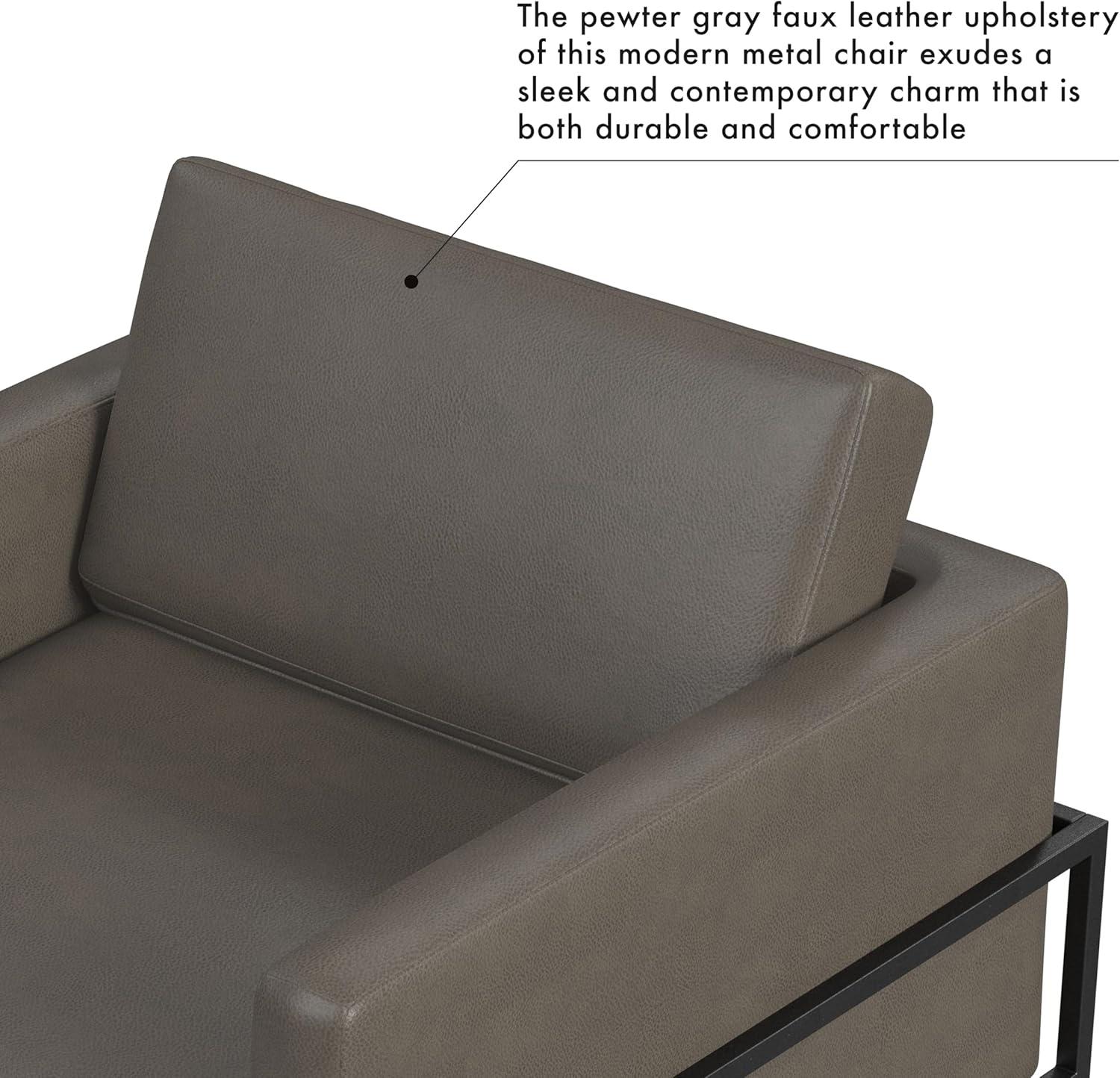 imageHomePop Modern Metal Frame Accent ChairHomepop Home DcorAccent Chairs for Living Room amp Bedroom Pewter Gray Faux LeatherPewter Gray Faux Leather