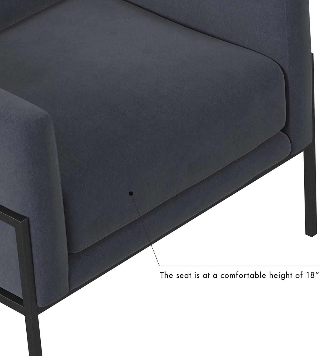 imageHomePop Modern Metal Frame Accent ChairHomepop Home DcorAccent Chairs for Living Room amp Bedroom Pewter Gray Faux LeatherSteel Blue Velvet