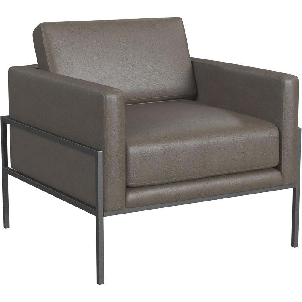 imageHomePop Modern Metal Frame Accent ChairHomepop Home DcorAccent Chairs for Living Room amp Bedroom Pewter Gray Faux LeatherPewter Gray Faux Leather
