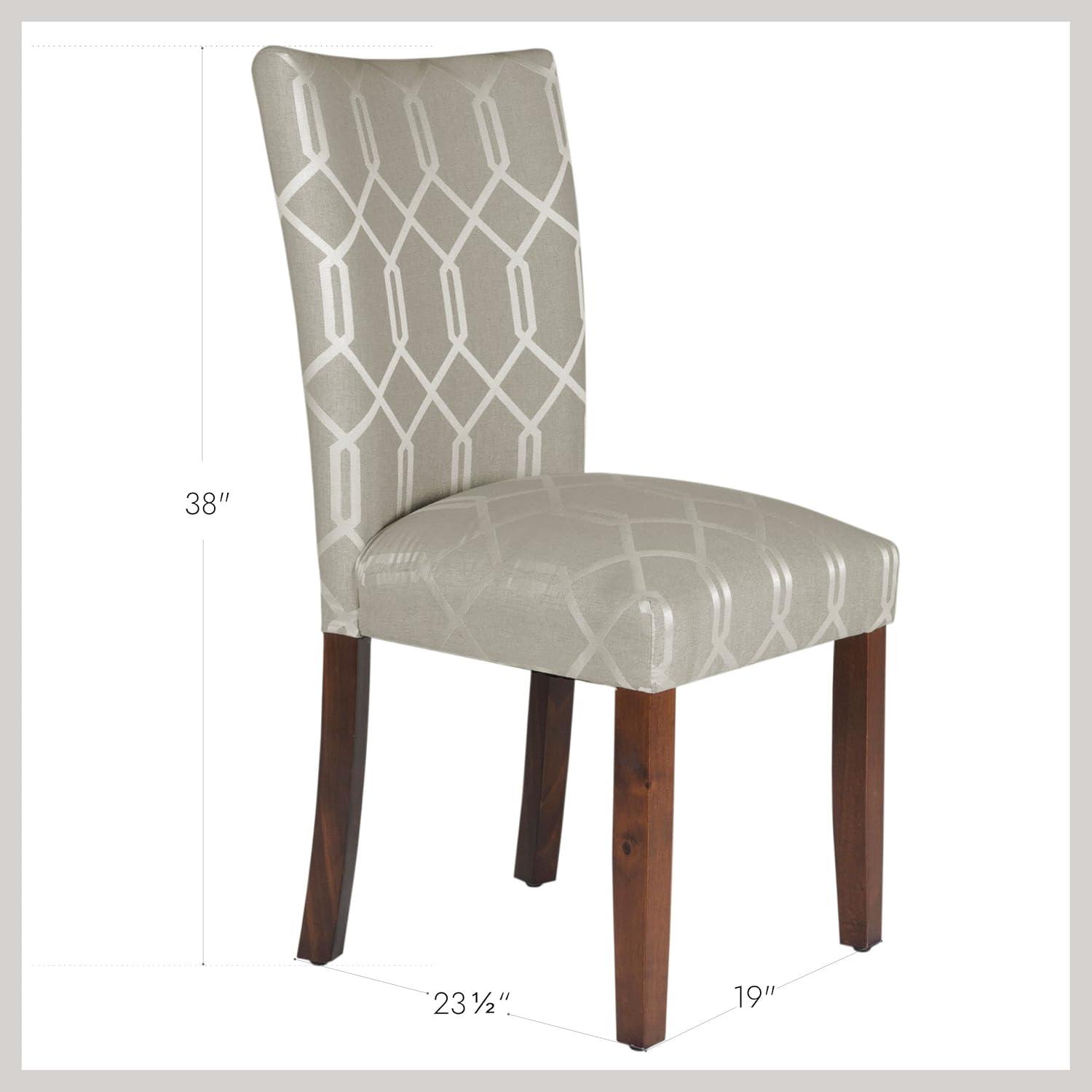 imageHomePop Parsons Classic Upholstered Accent Dining Chair Set of 2 235D x 19W x 38H Pewter Grey and Lattice Cream