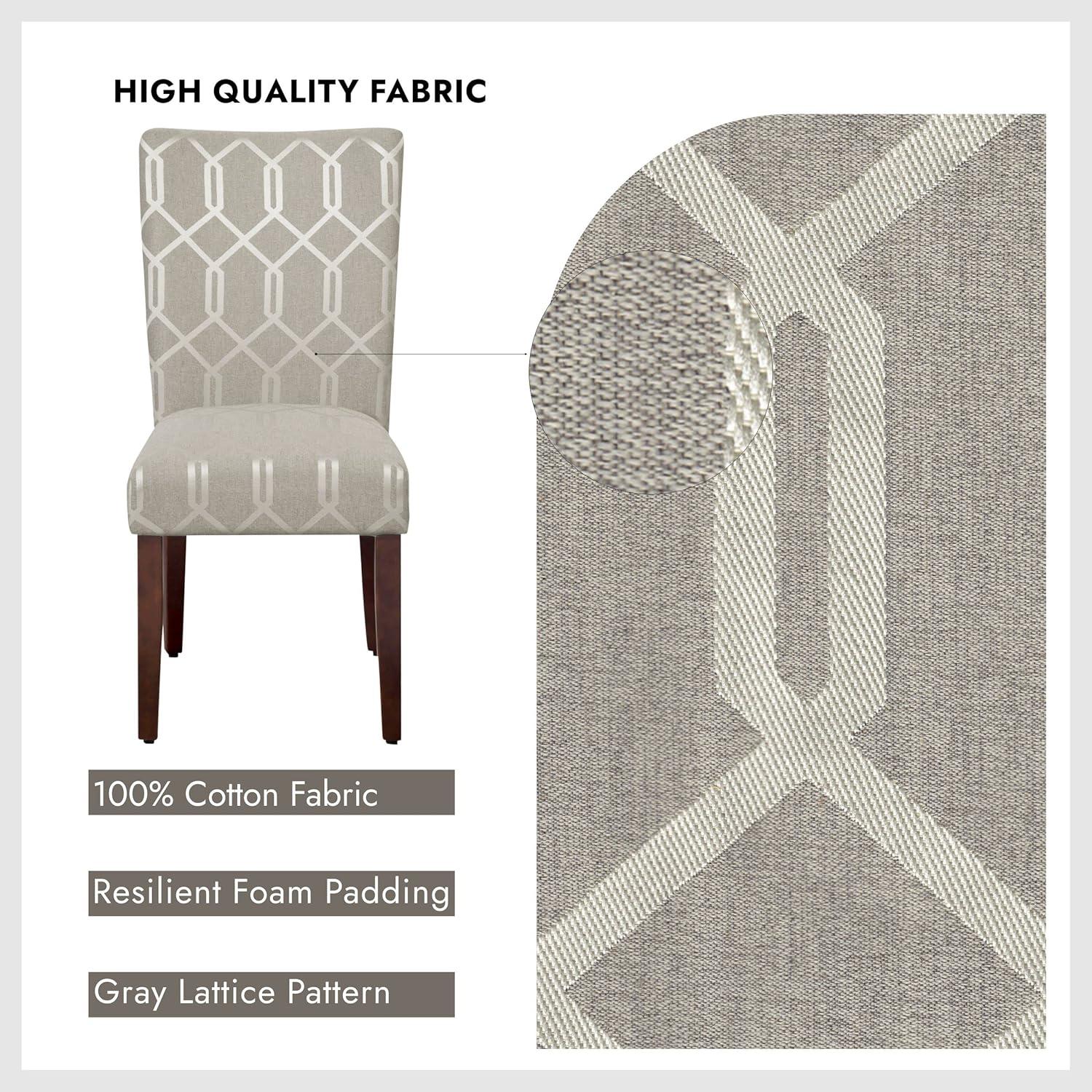 imageHomePop Parsons Classic Upholstered Accent Dining Chair Set of 2 235D x 19W x 38H Pewter Grey and Lattice Cream