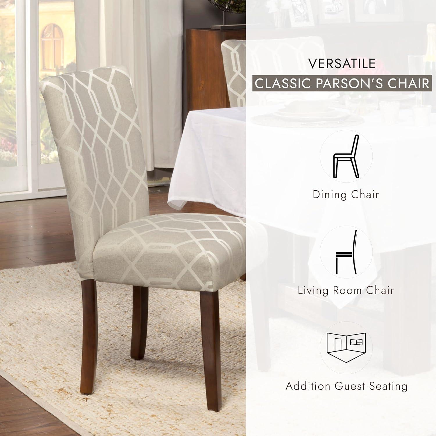 imageHomePop Parsons Classic Upholstered Accent Dining Chair Set of 2 235D x 19W x 38H Pewter Grey and Lattice Cream