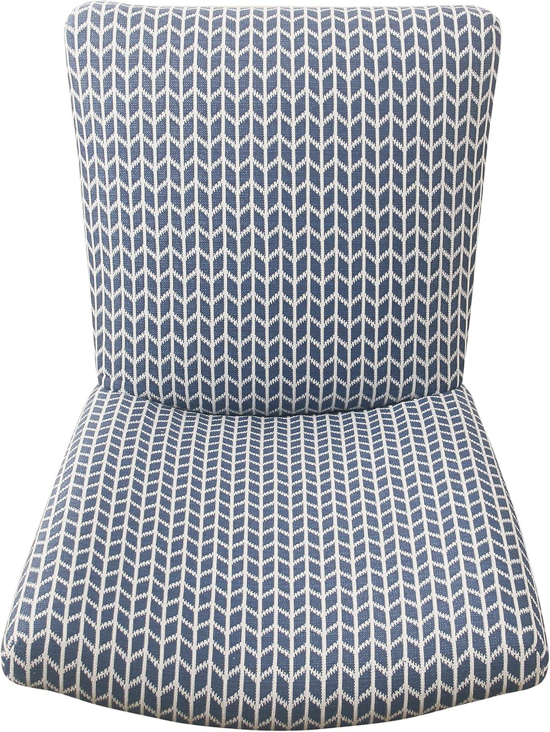 imageHomePop Parsons Upholstered Accent Dining Chair Set of 2 Black Faux LeatherBlue Geometric