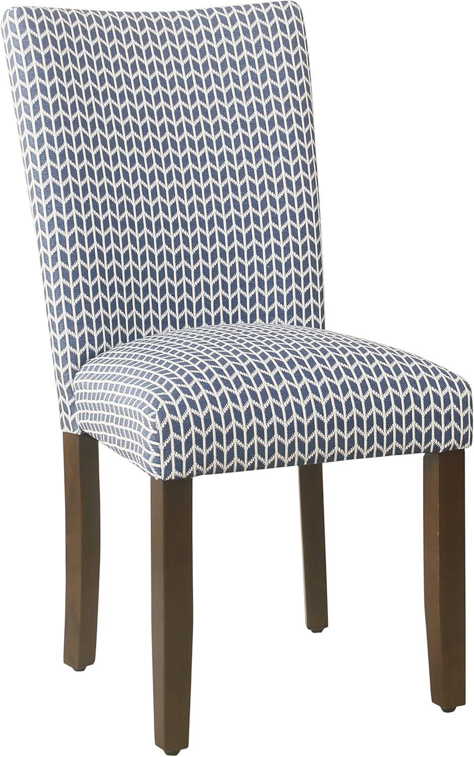 imageHomePop Parsons Upholstered Accent Dining Chair Set of 2 Black Faux LeatherBlue Geometric