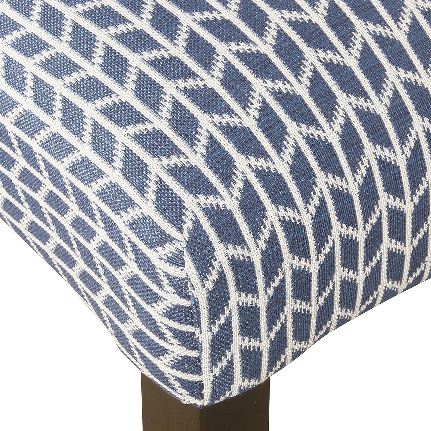 imageHomePop Parsons Upholstered Accent Dining Chair Set of 2 Black Faux LeatherBlue Geometric