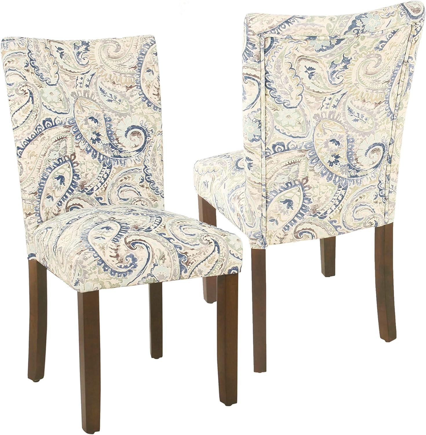 imageHomePop Parsons Upholstered Accent Dining Chair Set of 2 Black Faux LeatherBlue Velvet