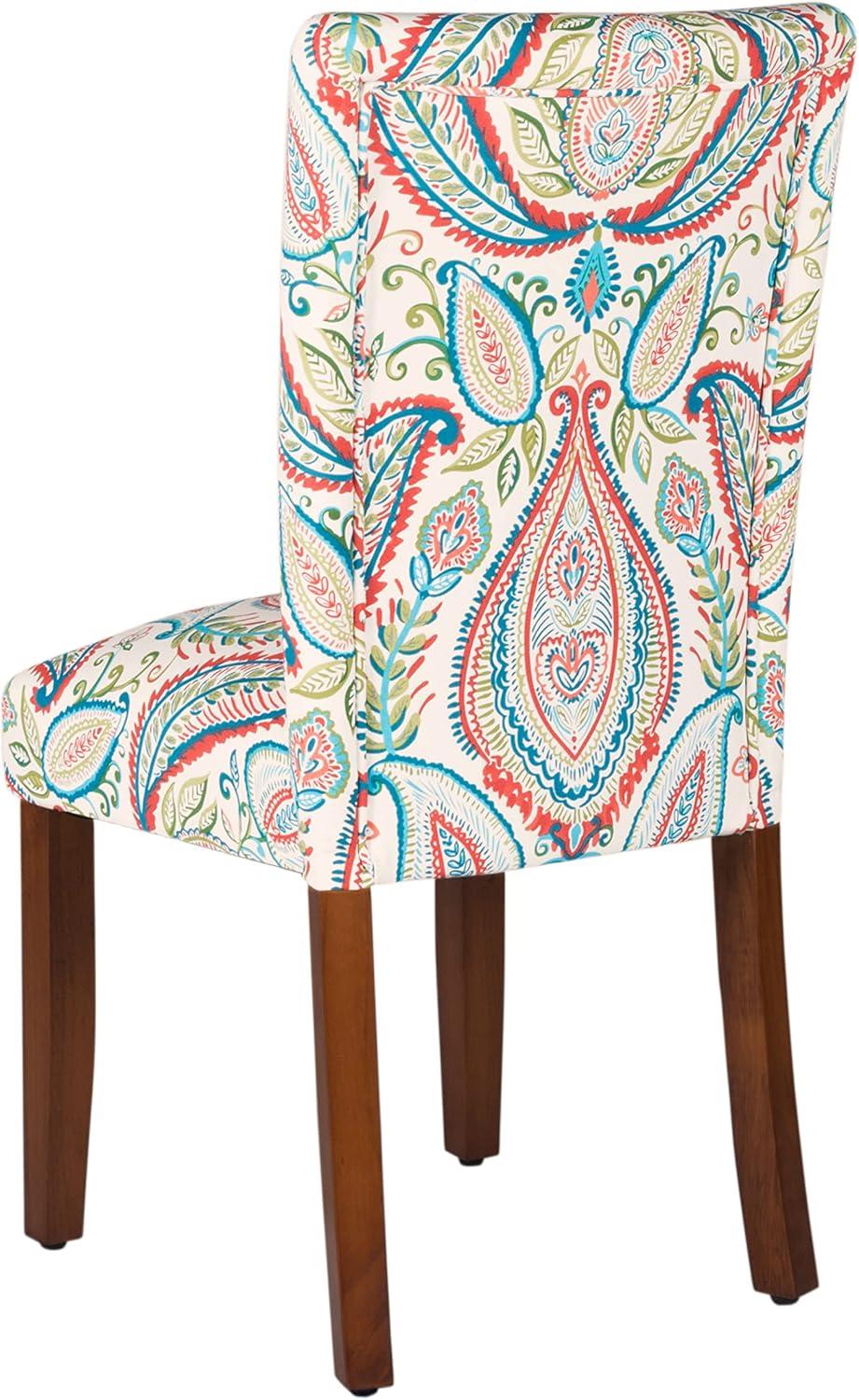 imageHomePop Parsons Upholstered Accent Dining Chair Set of 2 Black Faux LeatherColorful Pasley