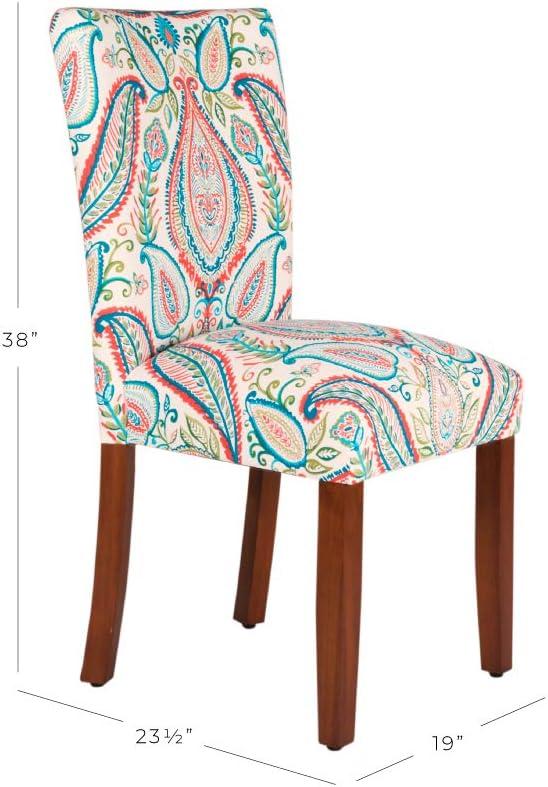 imageHomePop Parsons Upholstered Accent Dining Chair Set of 2 Black Faux LeatherColorful Pasley