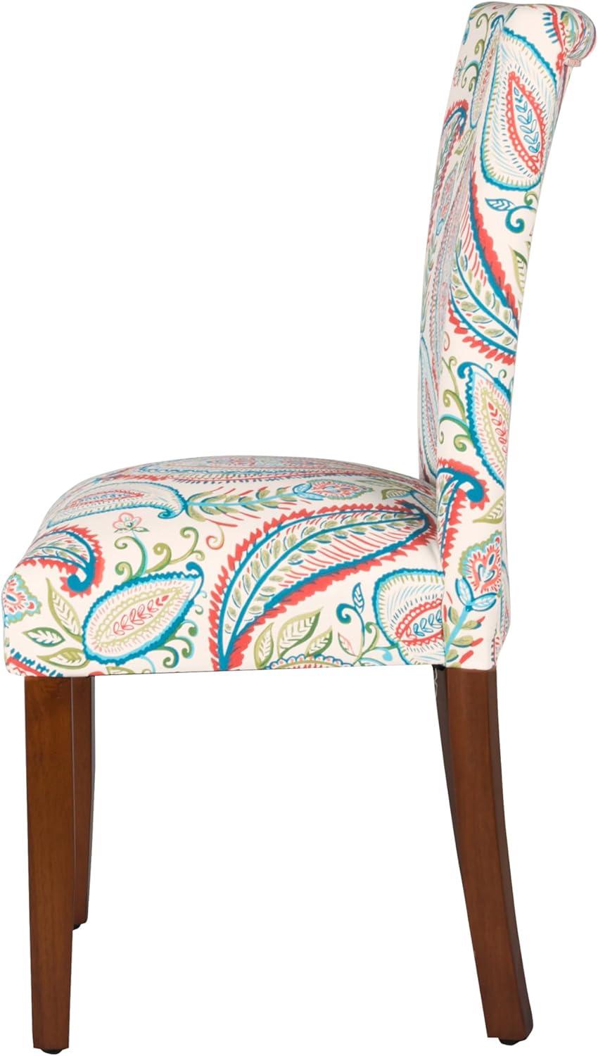 imageHomePop Parsons Upholstered Accent Dining Chair Set of 2 Black Faux LeatherColorful Pasley