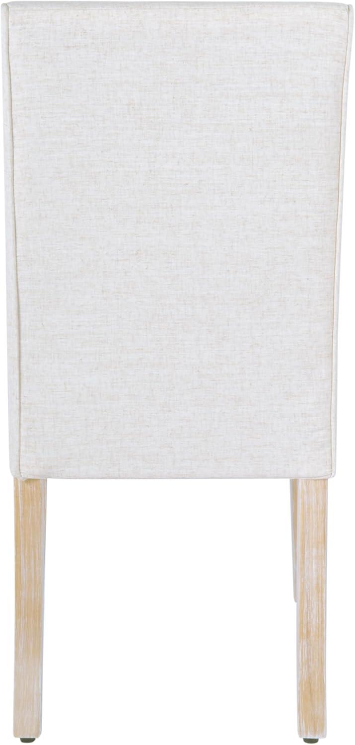 imageHomePop Parsons Upholstered Accent Dining Chair Set of 2 Black Faux LeatherCream Textured Wovenset of 2
