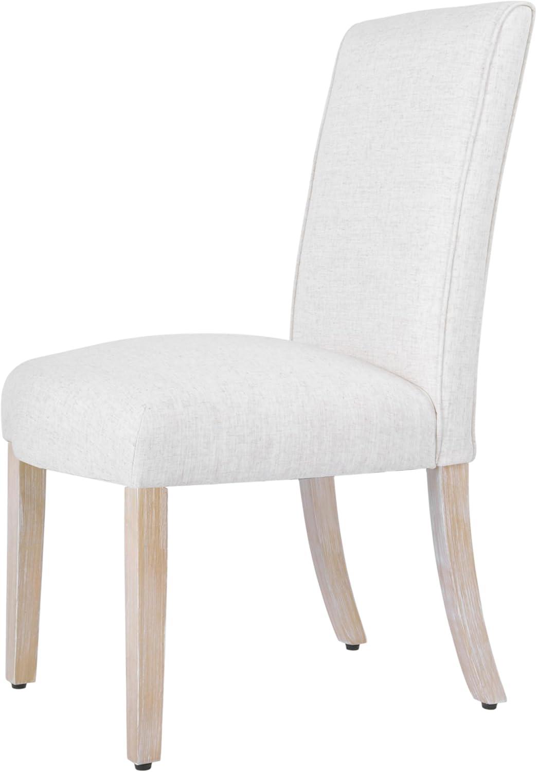 imageHomePop Parsons Upholstered Accent Dining Chair Set of 2 Black Faux LeatherCream Textured Wovenset of 2