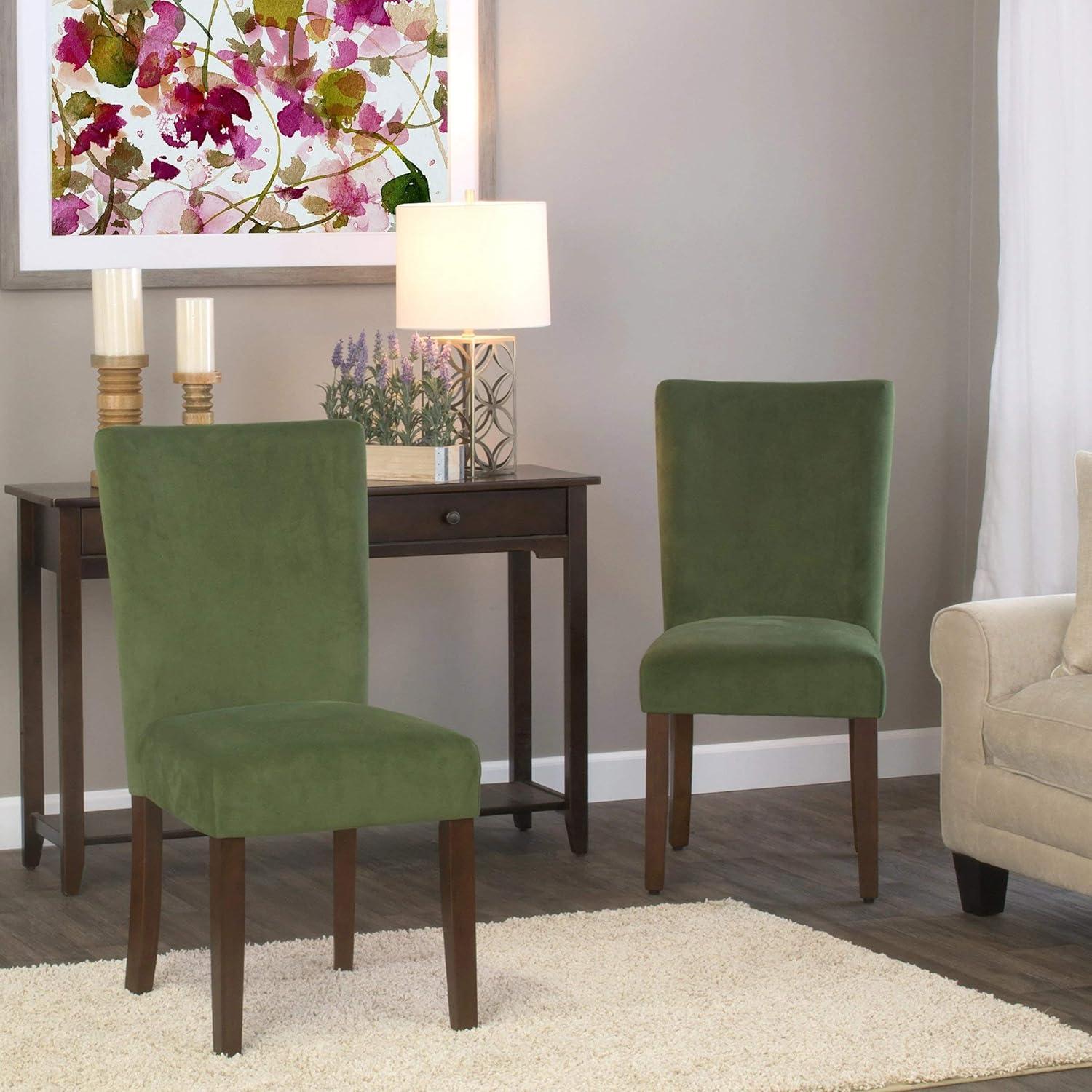 imageHomePop Parsons Upholstered Accent Dining Chair Set of 2 Black Faux LeatherDark Green