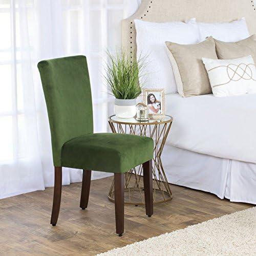 imageHomePop Parsons Upholstered Accent Dining Chair Set of 2 Black Faux LeatherDark Green