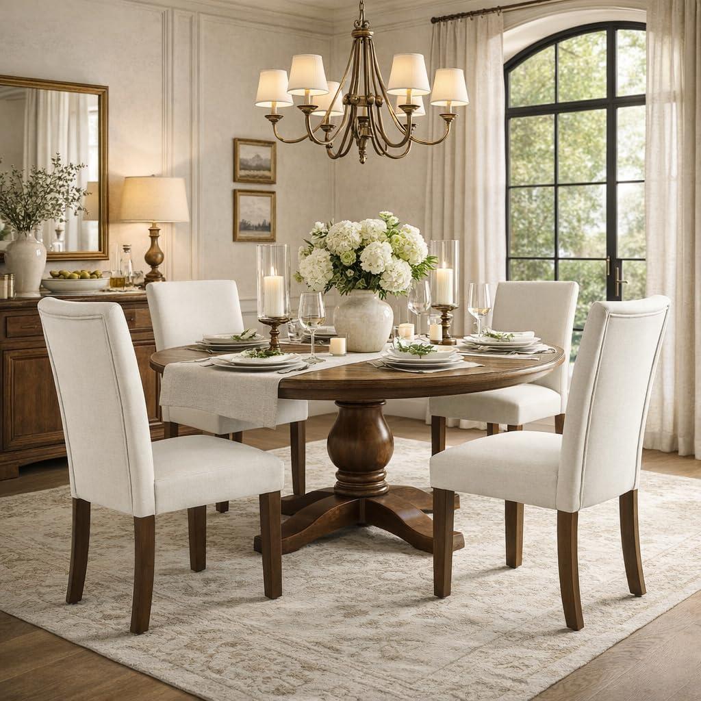 imageHomePop Parsons Upholstered Accent Dining Chair Set of 2 Black Faux LeatherGray Woven