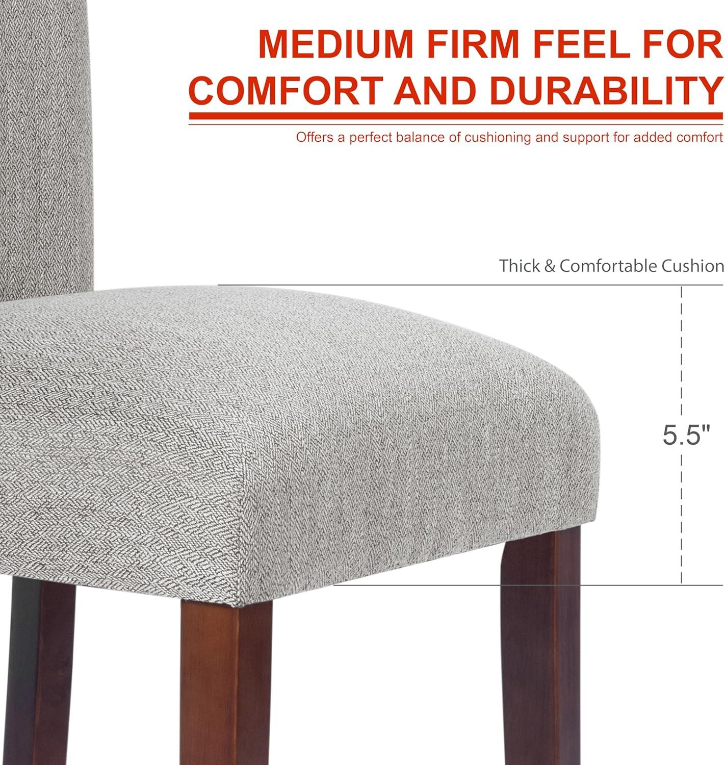 imageHomePop Parsons Upholstered Accent Dining Chair Set of 2 Black Faux LeatherLinen Light Gray