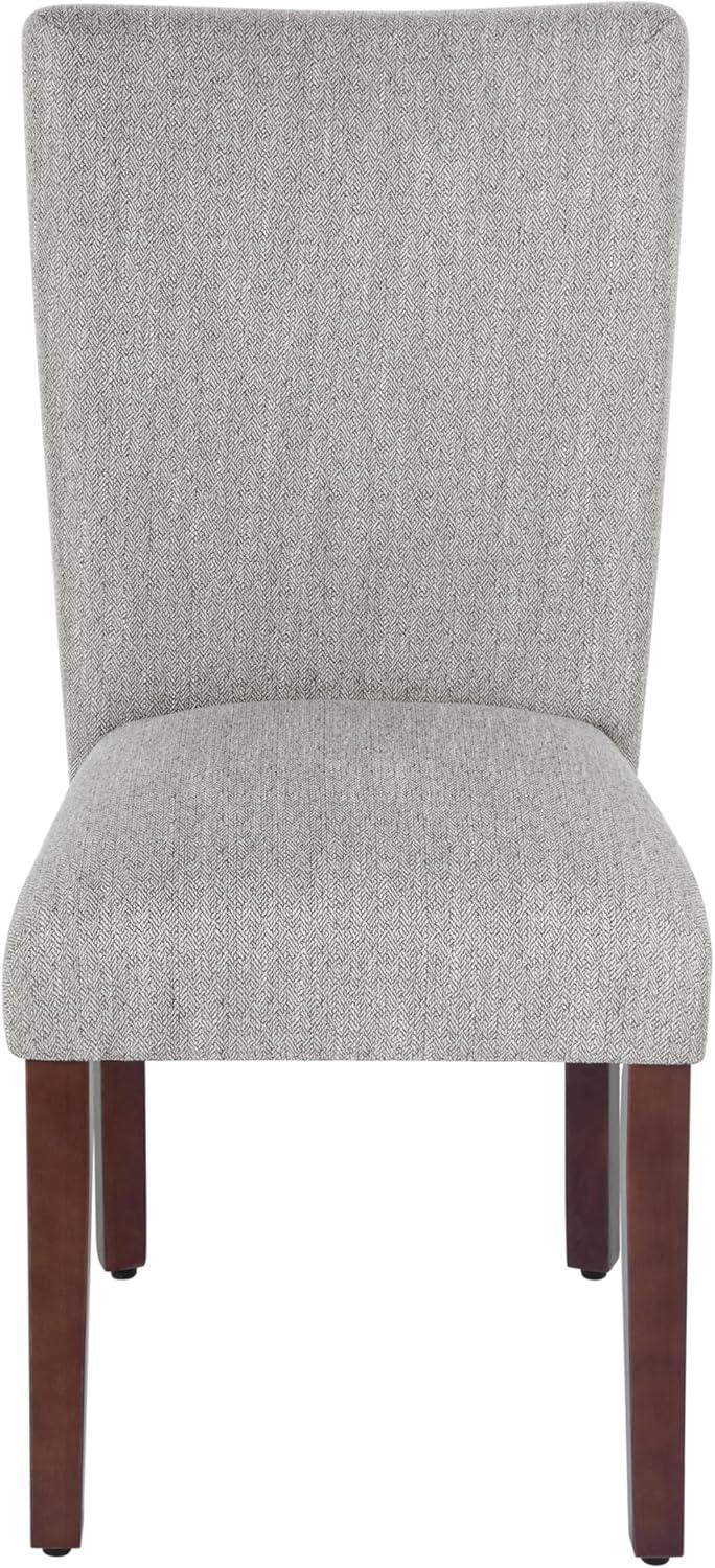 imageHomePop Parsons Upholstered Accent Dining Chair Set of 2 Black Faux LeatherLinen Light Gray