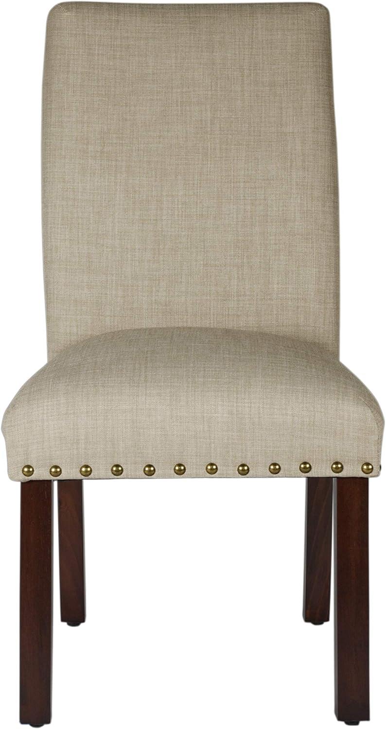 imageHomePop Parsons Upholstered Accent Dining Chair Set of 2 Black Faux LeatherNatural