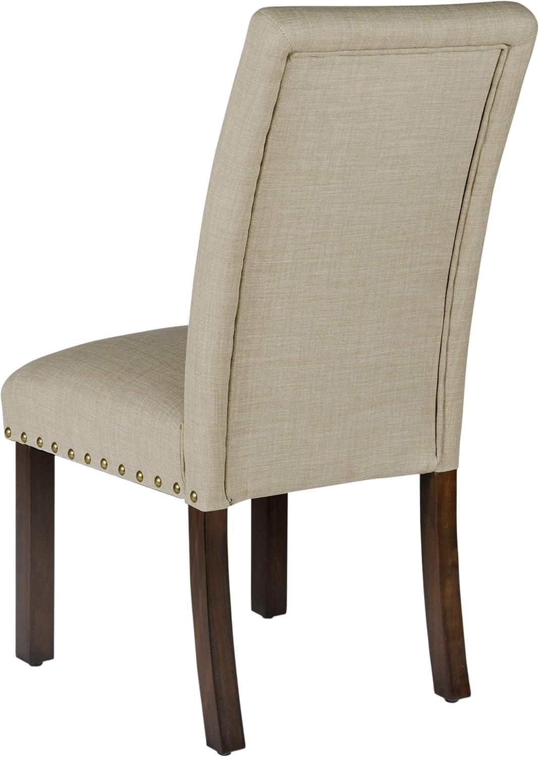 imageHomePop Parsons Upholstered Accent Dining Chair Set of 2 Black Faux LeatherNatural