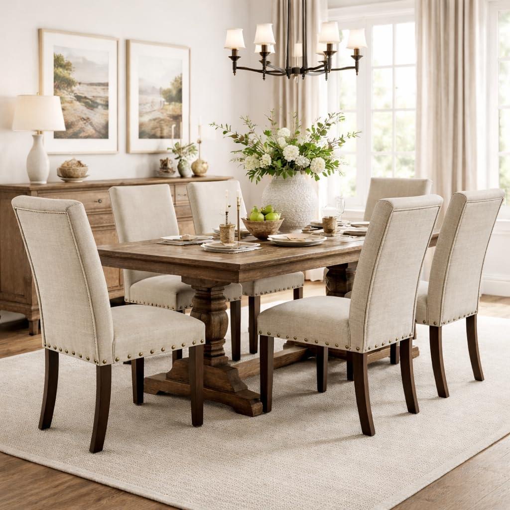 imageHomePop Parsons Upholstered Accent Dining Chair Set of 2 Black Faux LeatherNatural