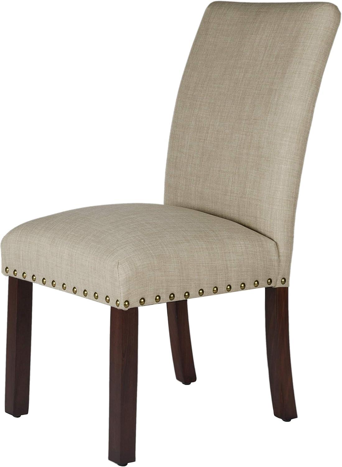 imageHomePop Parsons Upholstered Accent Dining Chair Set of 2 Black Faux LeatherNatural